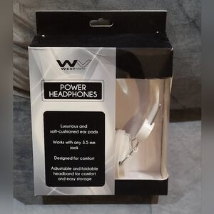 WEST-VIEW NEW WHITE POWER HEADPHONES LUXURIOUS SOFT CUSHIONED EAR PADS